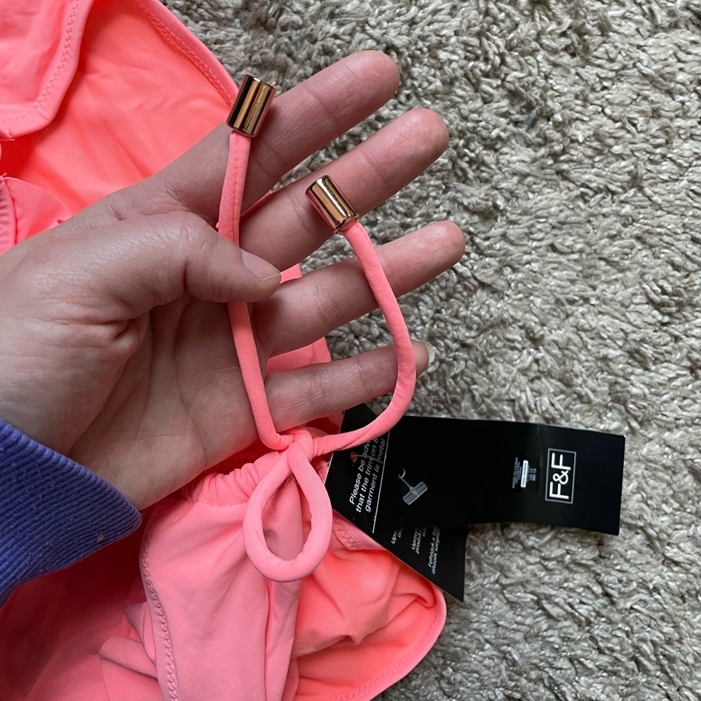 Coral colored Ruffle Bikini Bottom - Picture 2 of 3